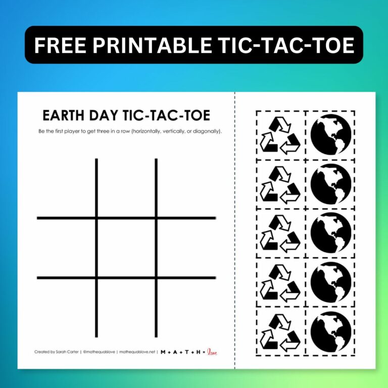 Earth Day Tic Tac Toe Game Printable.