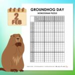 groundhog day nonogram puzzle - free printable pdf.