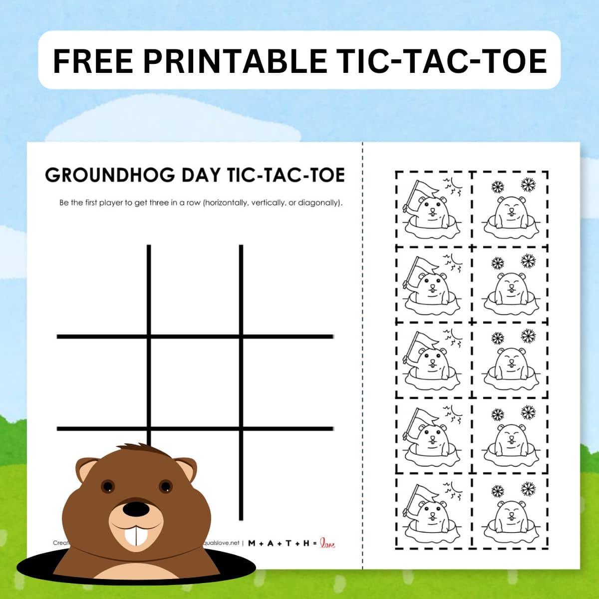 Groundhog Day Tic Tac Toe Game Printable.