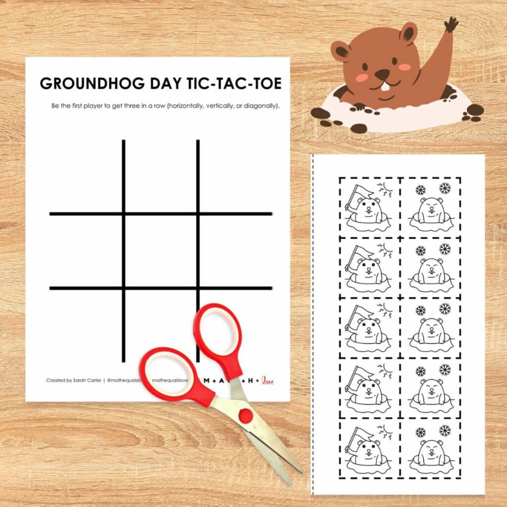 groundhog day tic tac toe game board printable. 