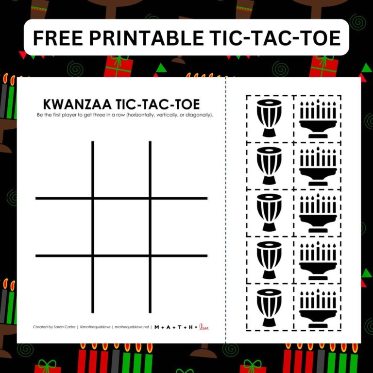 kwanzaa tic tac toe board game printable.