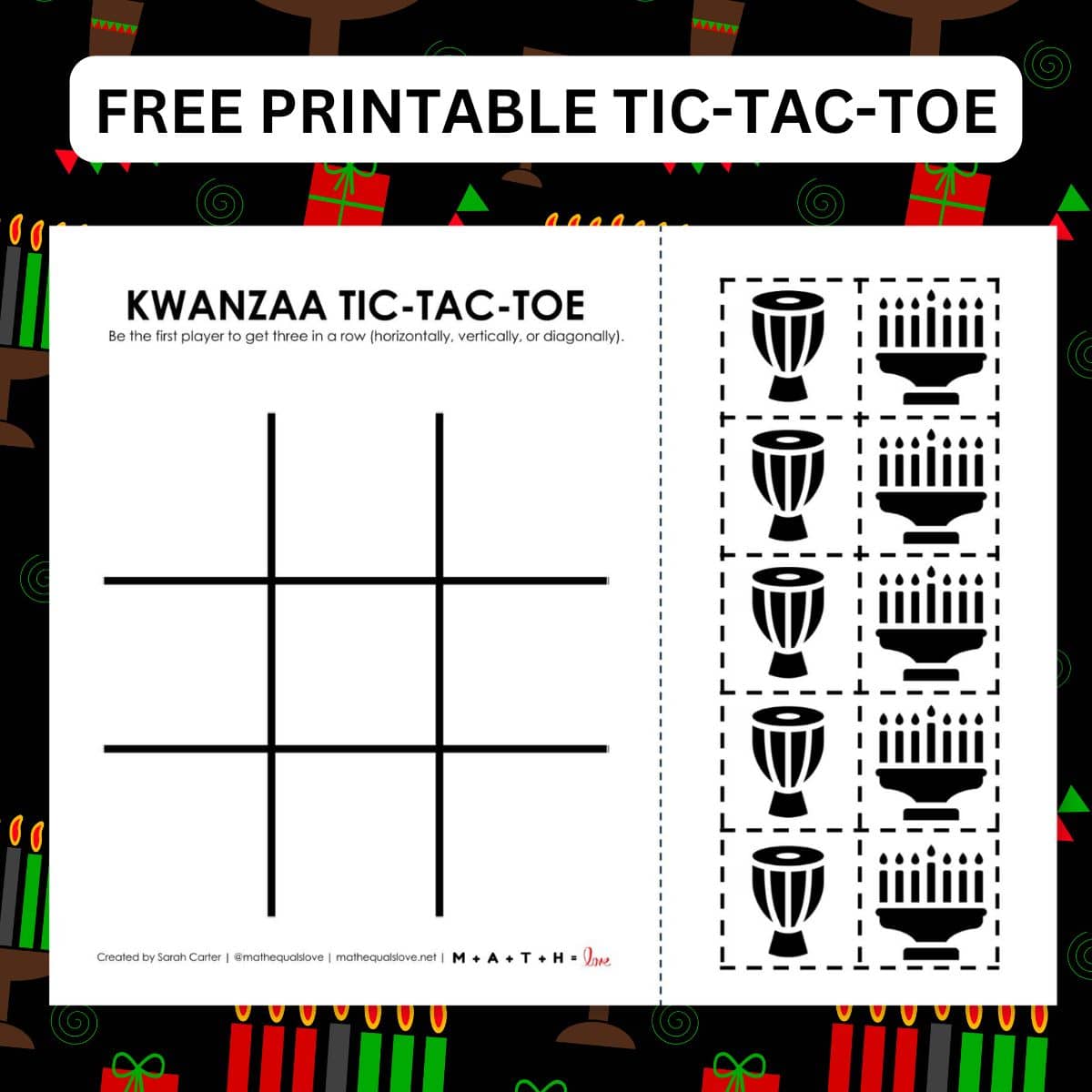 kwanzaa tic tac toe board game printable.