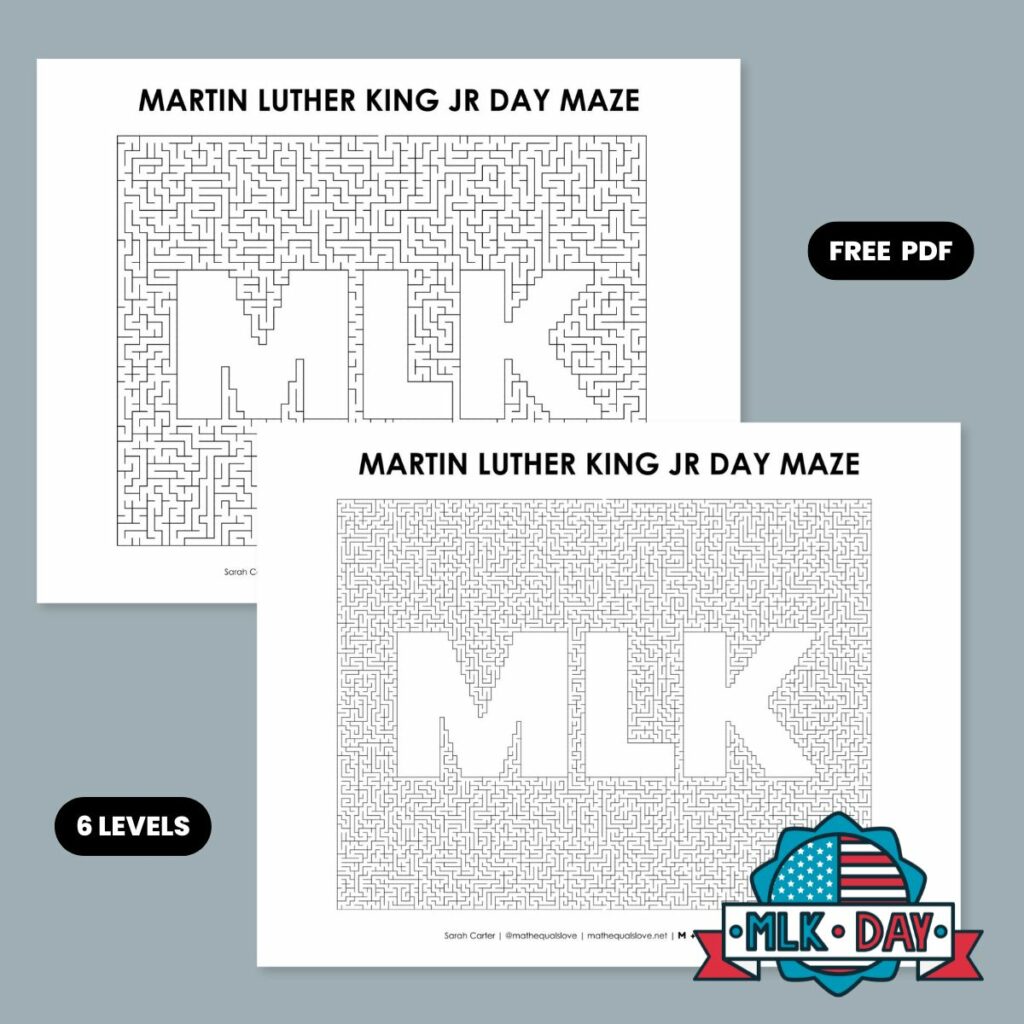 martin luther king jr day free printable maze printing options. 