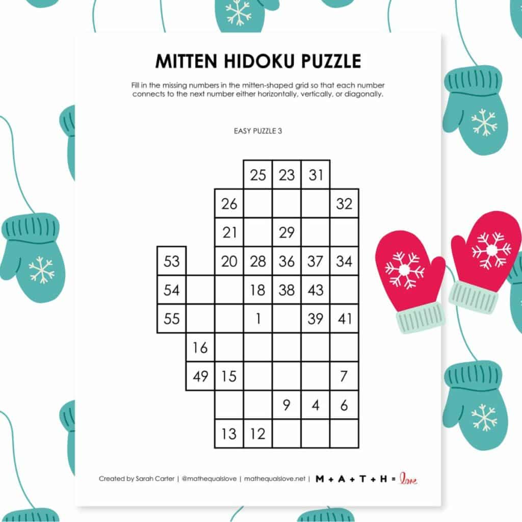 mitten hidoku logic puzzles. 