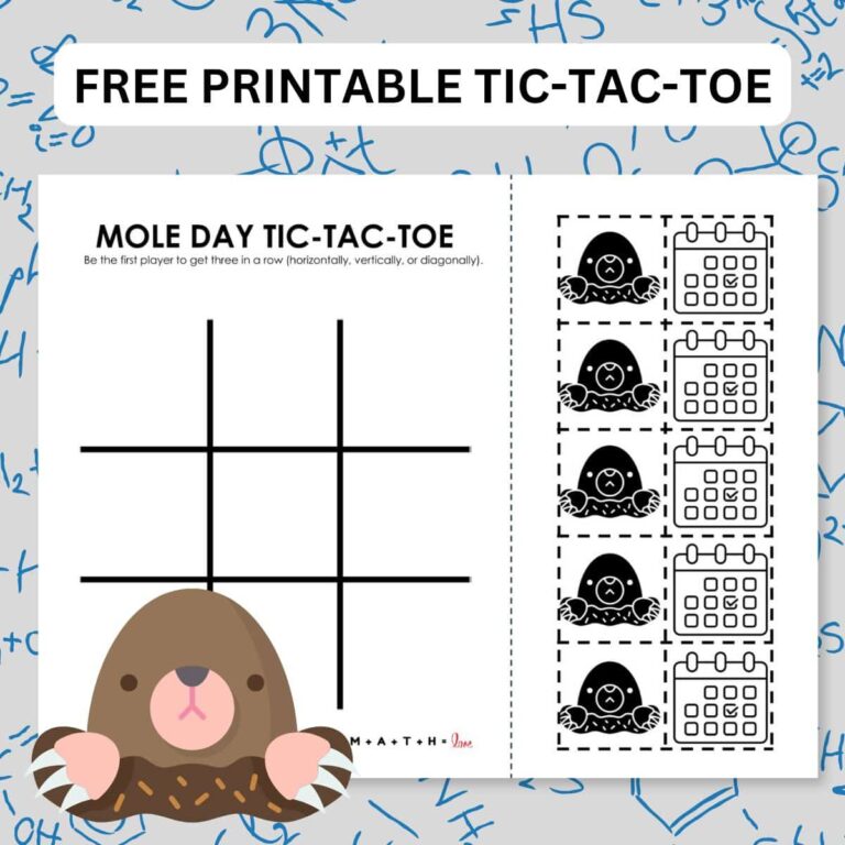 mole day tic tac toe game.