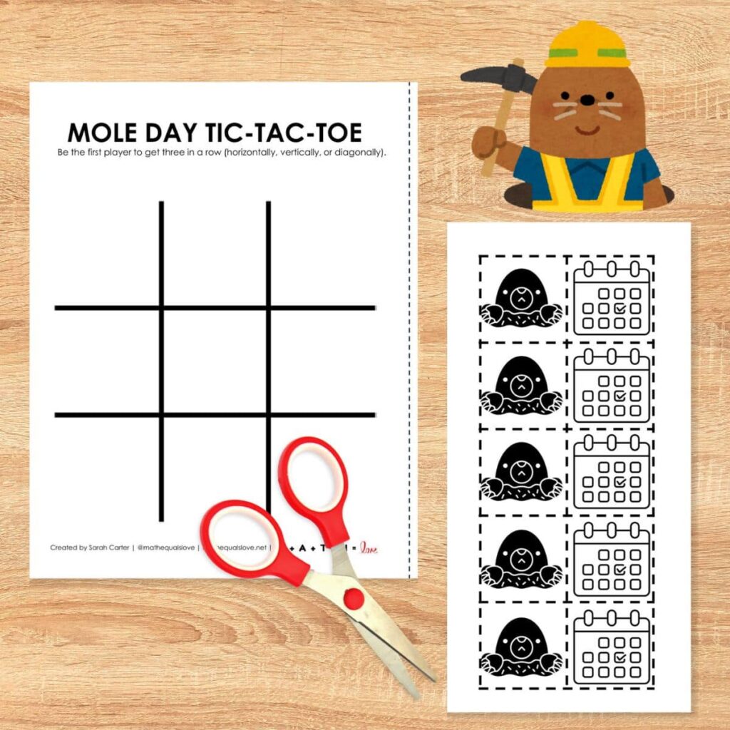 mole day tic tac toe game. 
