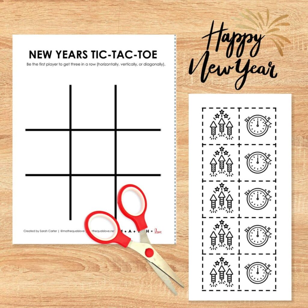 new years tic tac toe board game. 