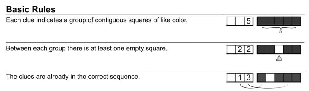 instructions for solving a nonogram puzzle. 