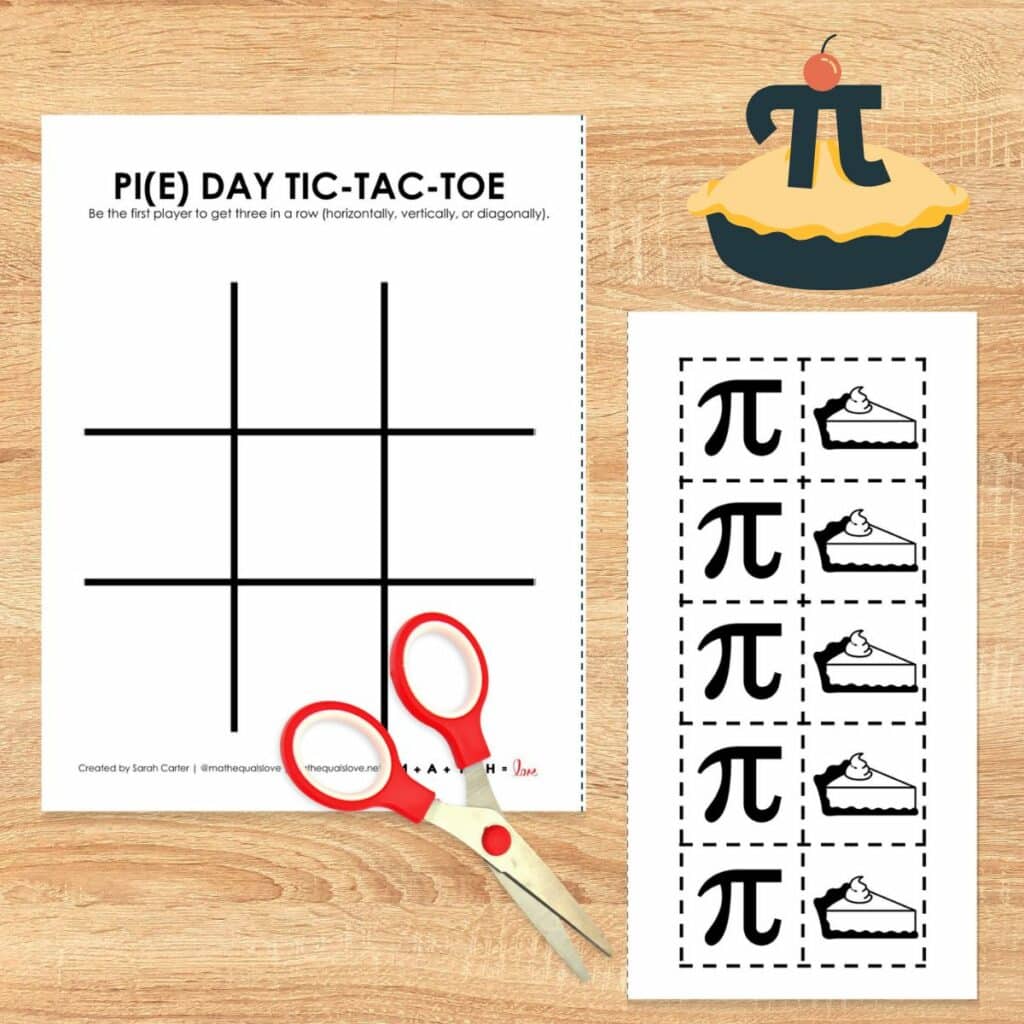 Pi Day Tic Tac Toe Game Printable PDF. 