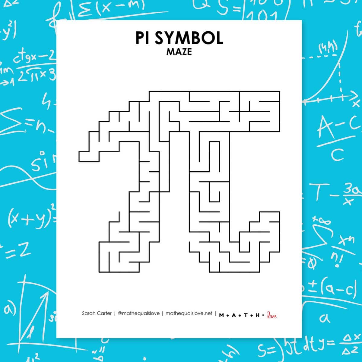 pi symbol maze for pi day.