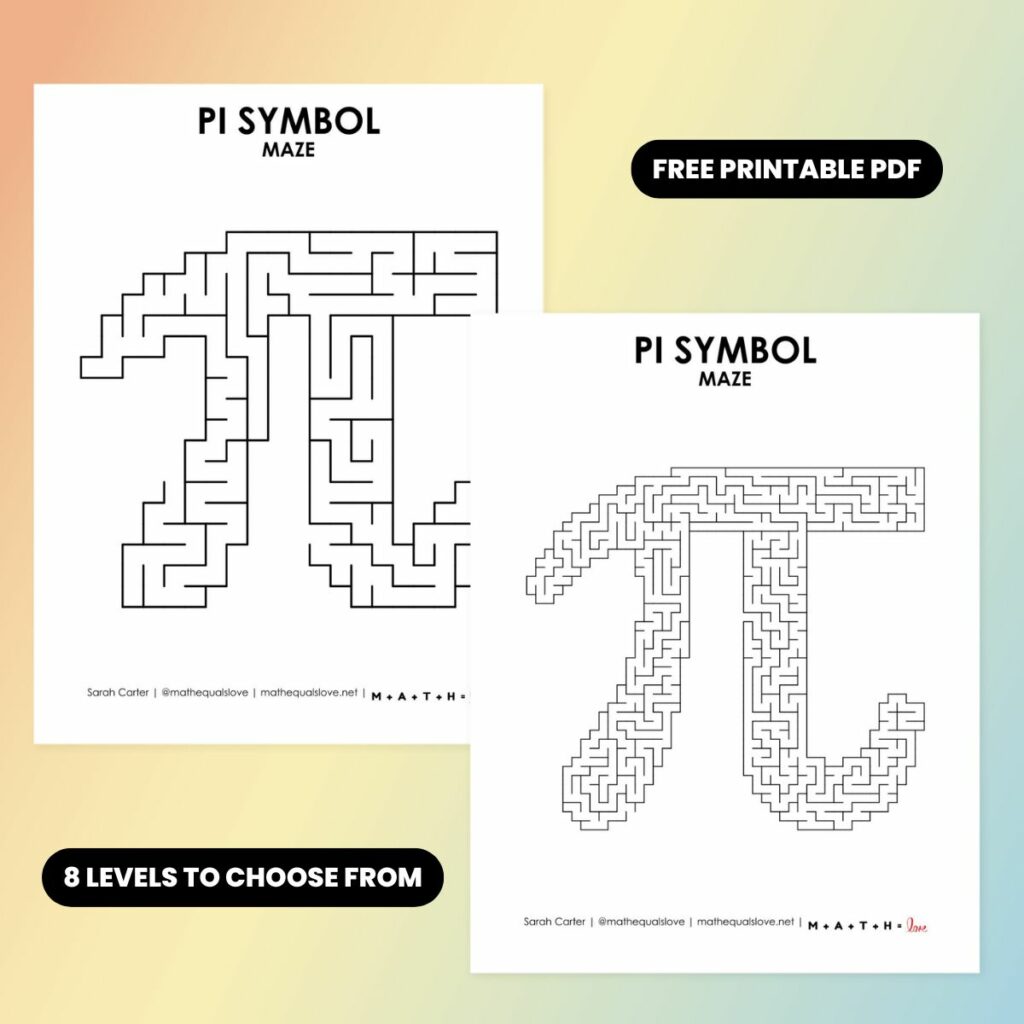 pi symbol maze for pi day. 