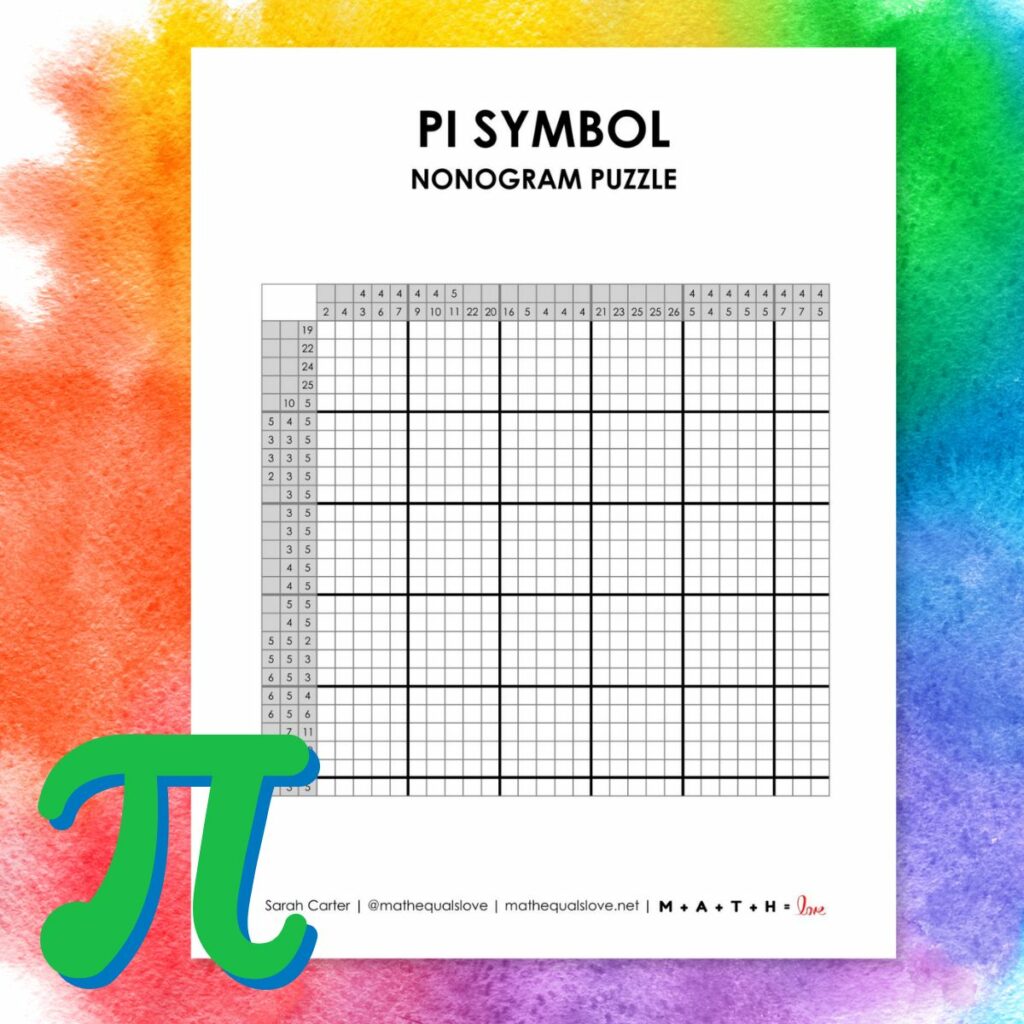 pi symbol nonogram puzzle. 