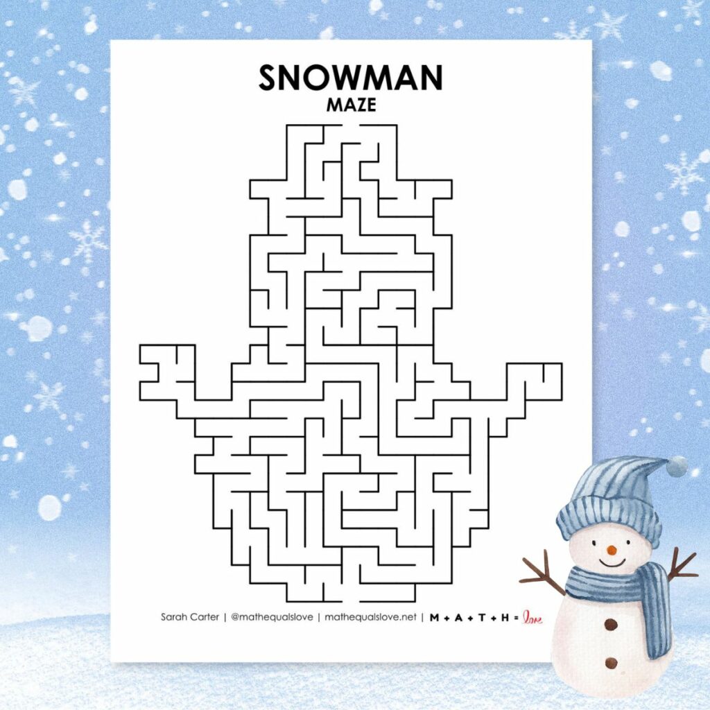 free printable snowman maze pdf. 