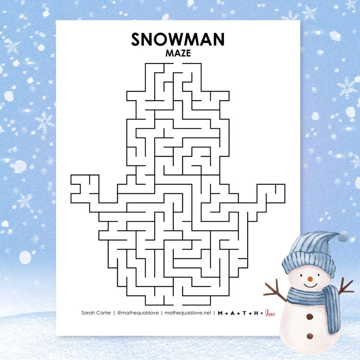 free printable snowman maze pdf.