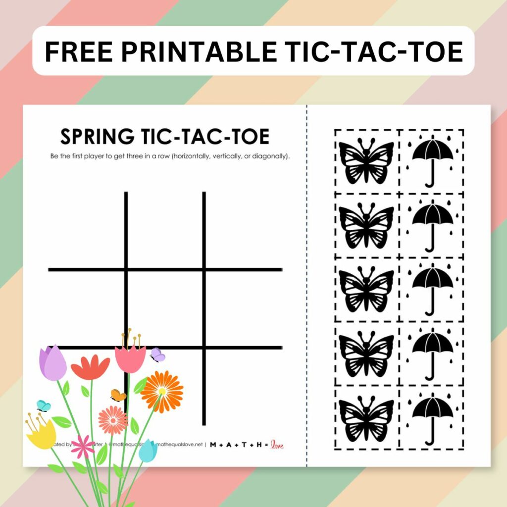 spring tic tac toe game printable. 