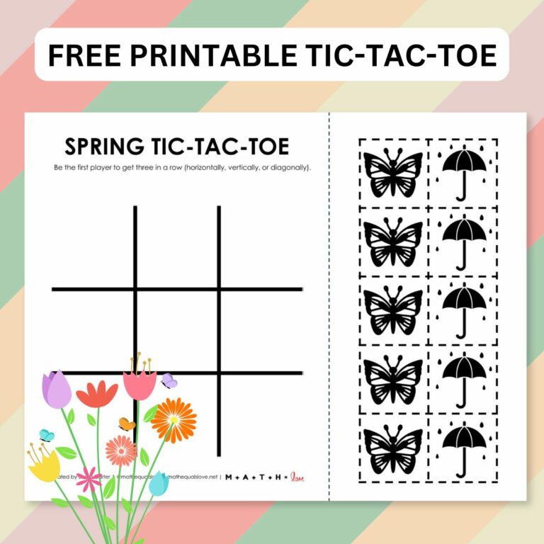 spring tic tac toe game printable.