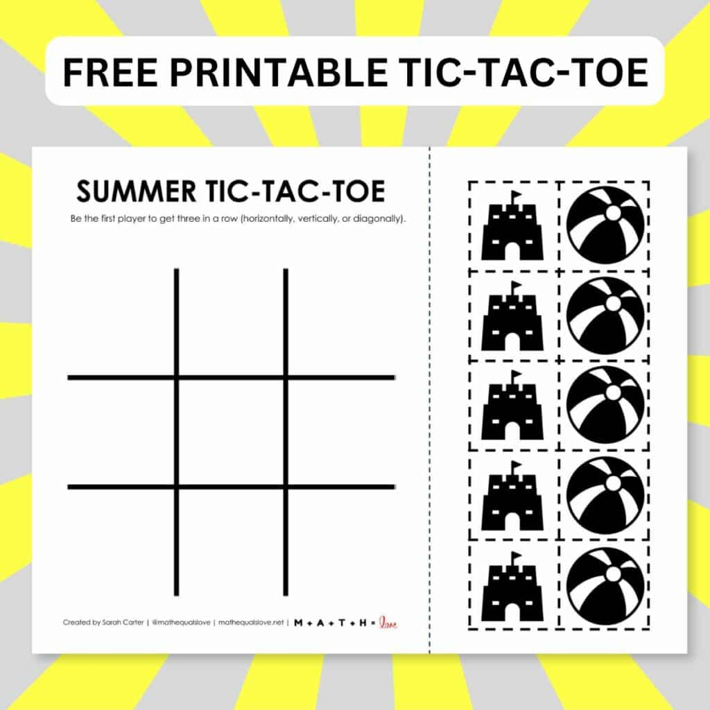 summer tic tac toe game printable.