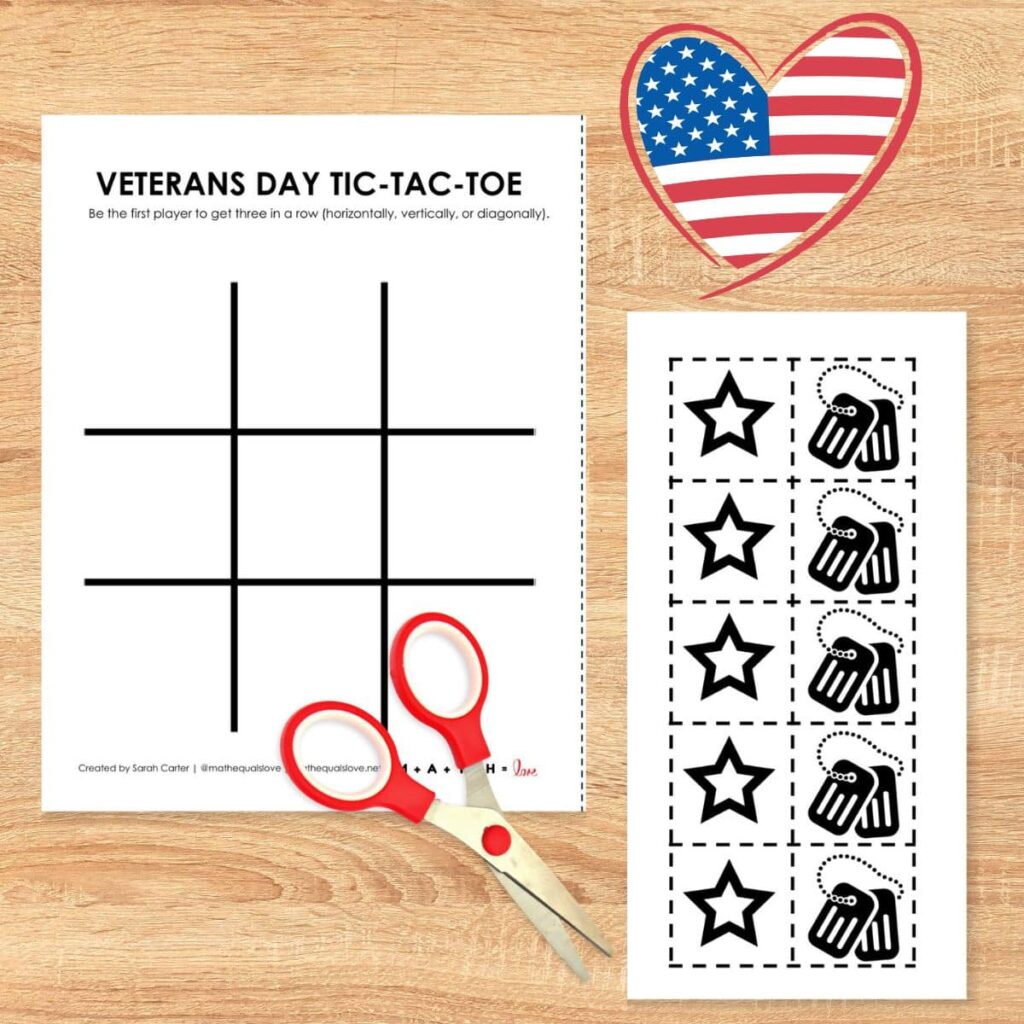 veterans day free printable tic tac toe game. 
