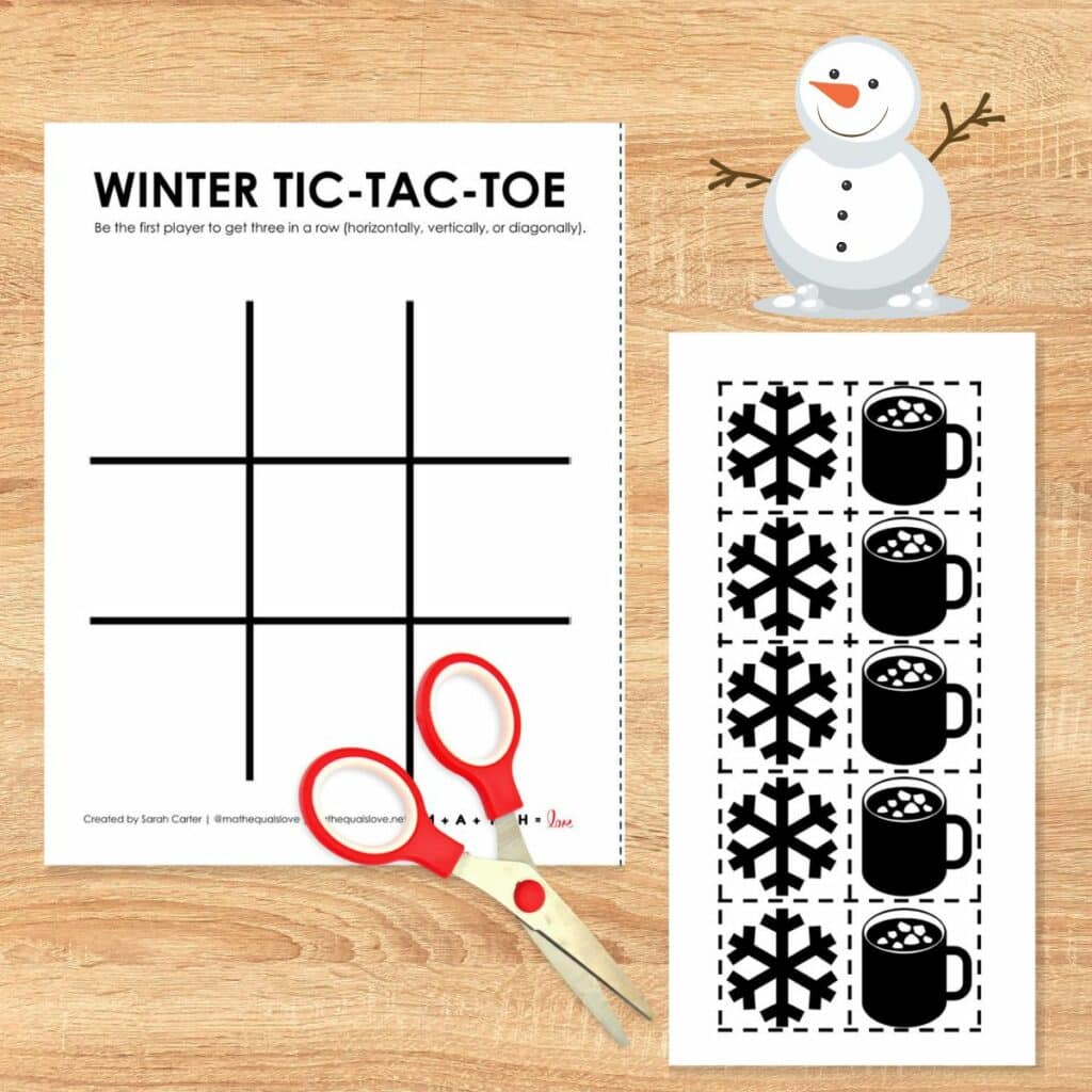 winter tic tac toe game printable. 