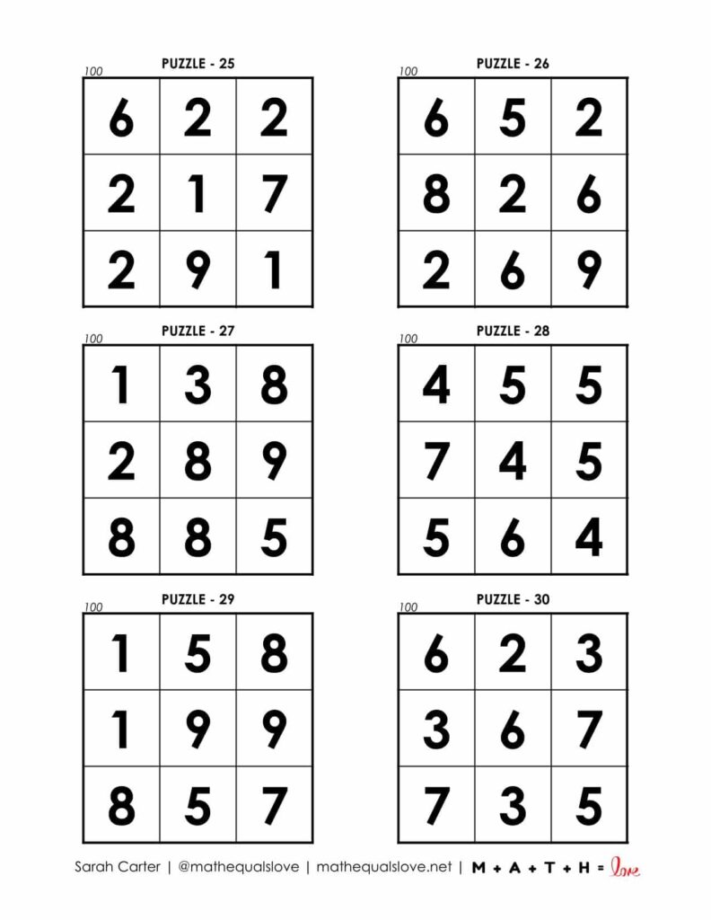 100 square puzzles page 5. 