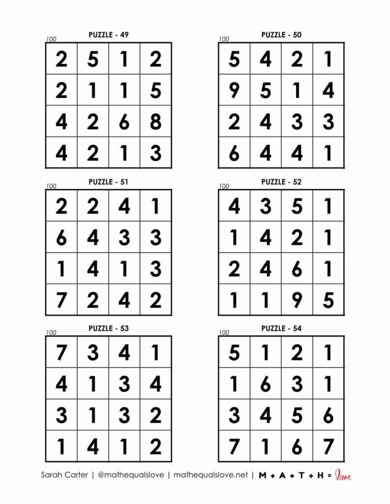 100 square puzzles page 9. 