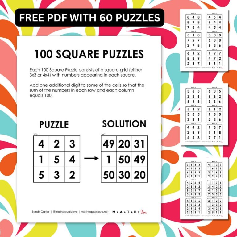 100 square logic puzzles.