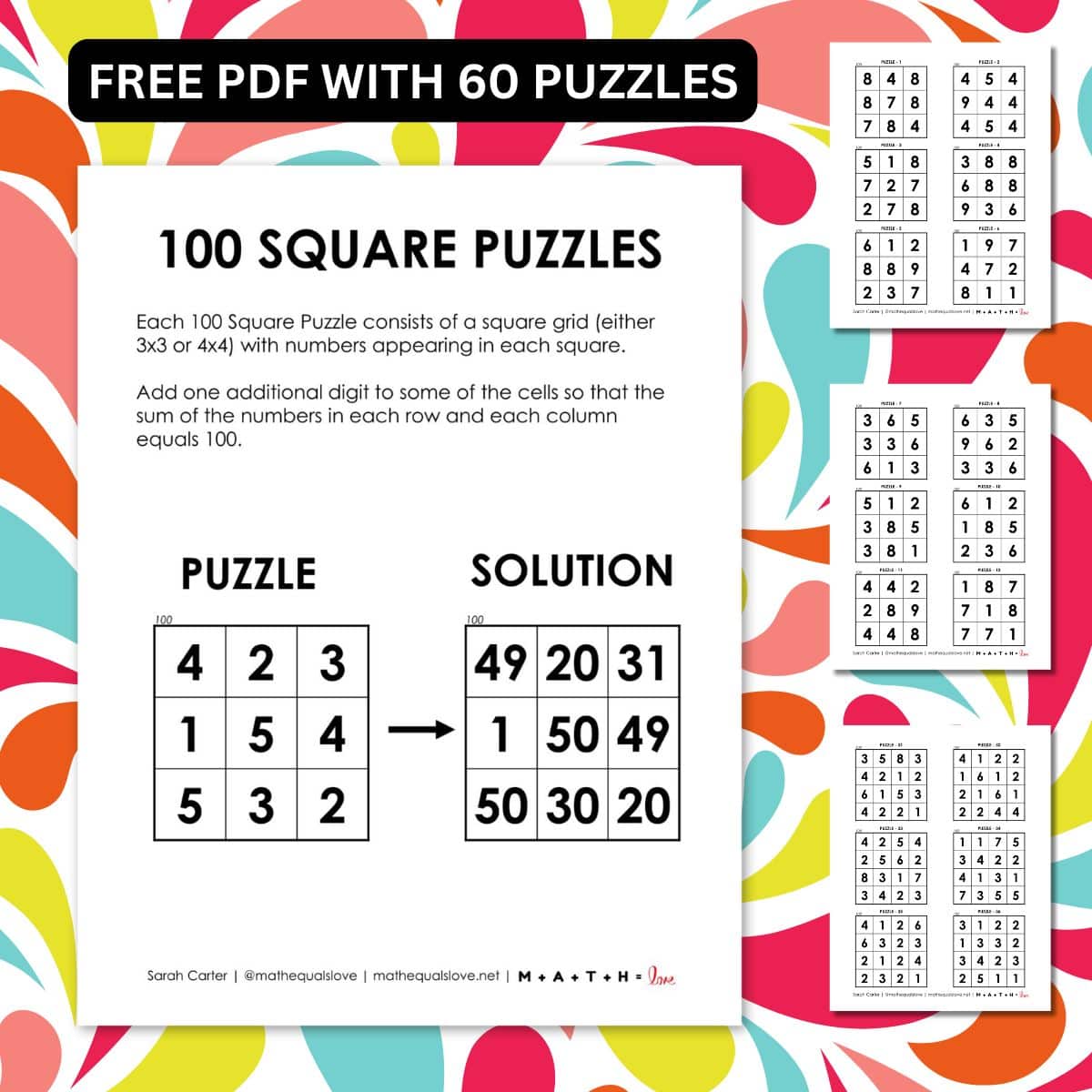 100 square logic puzzles.