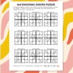 4x4 diagonal sudoku puzzles printable.