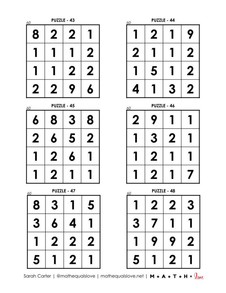 60 square puzzles page 8. 