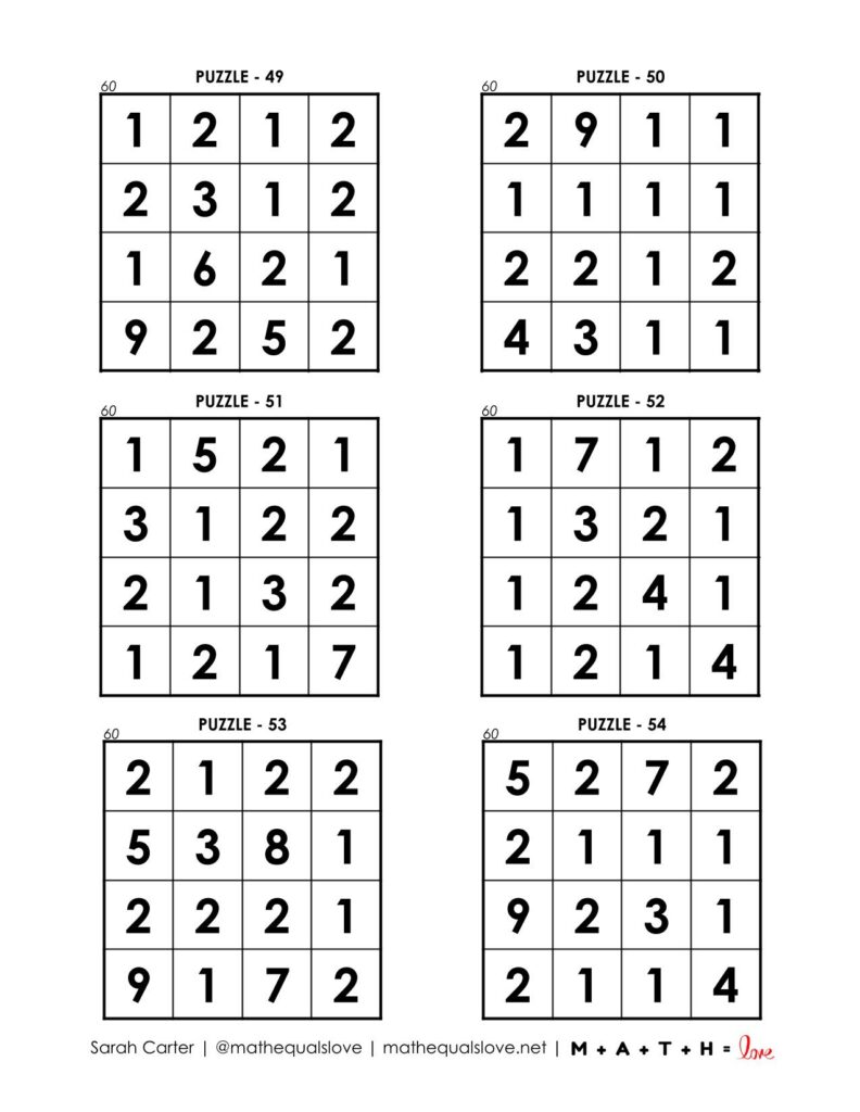 60 square puzzles page 9. 