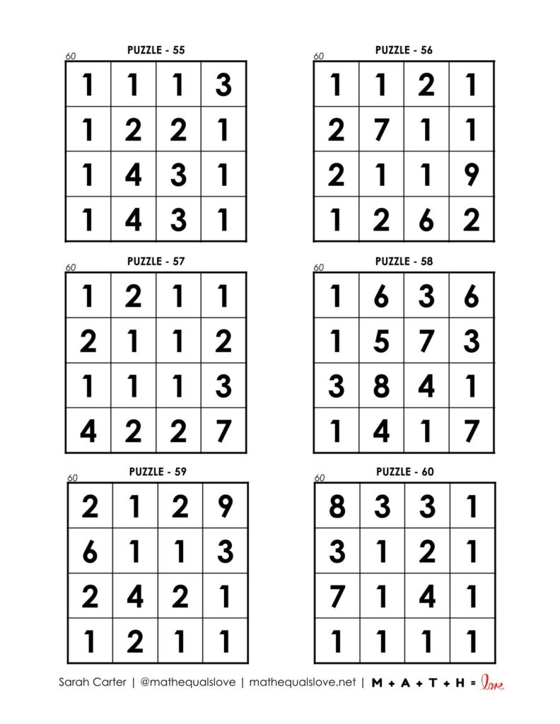 60 square puzzles page 10. 