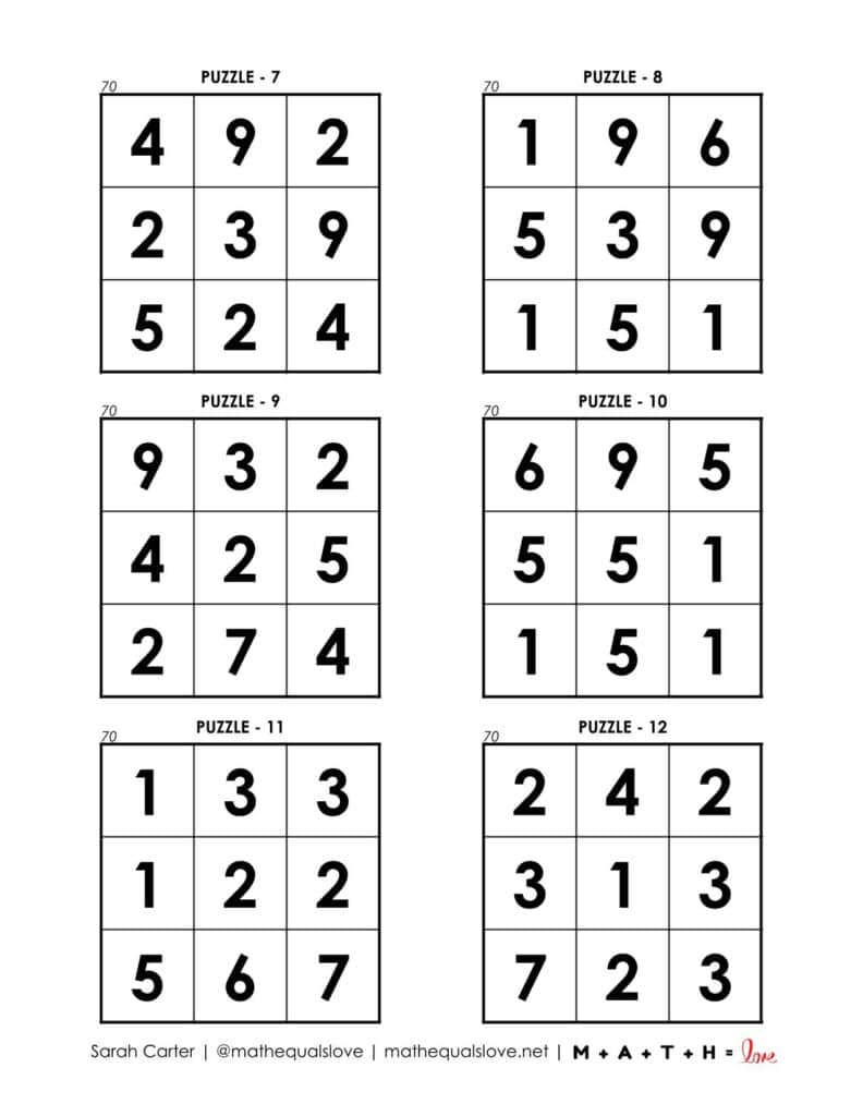 70 square puzzles page 2. 
