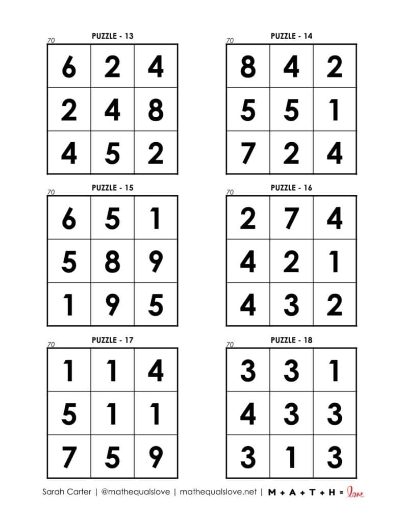 70 square puzzles page 3. 