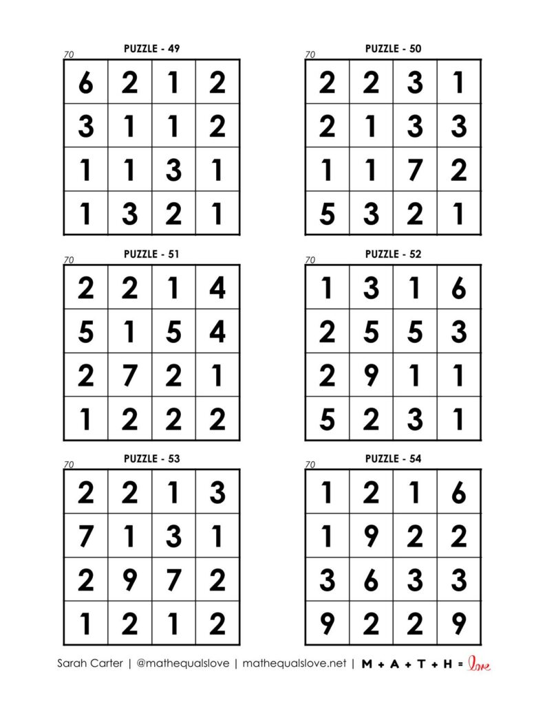 70 square puzzles page 9. 