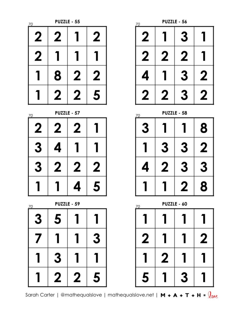 70 square puzzles page 10. 