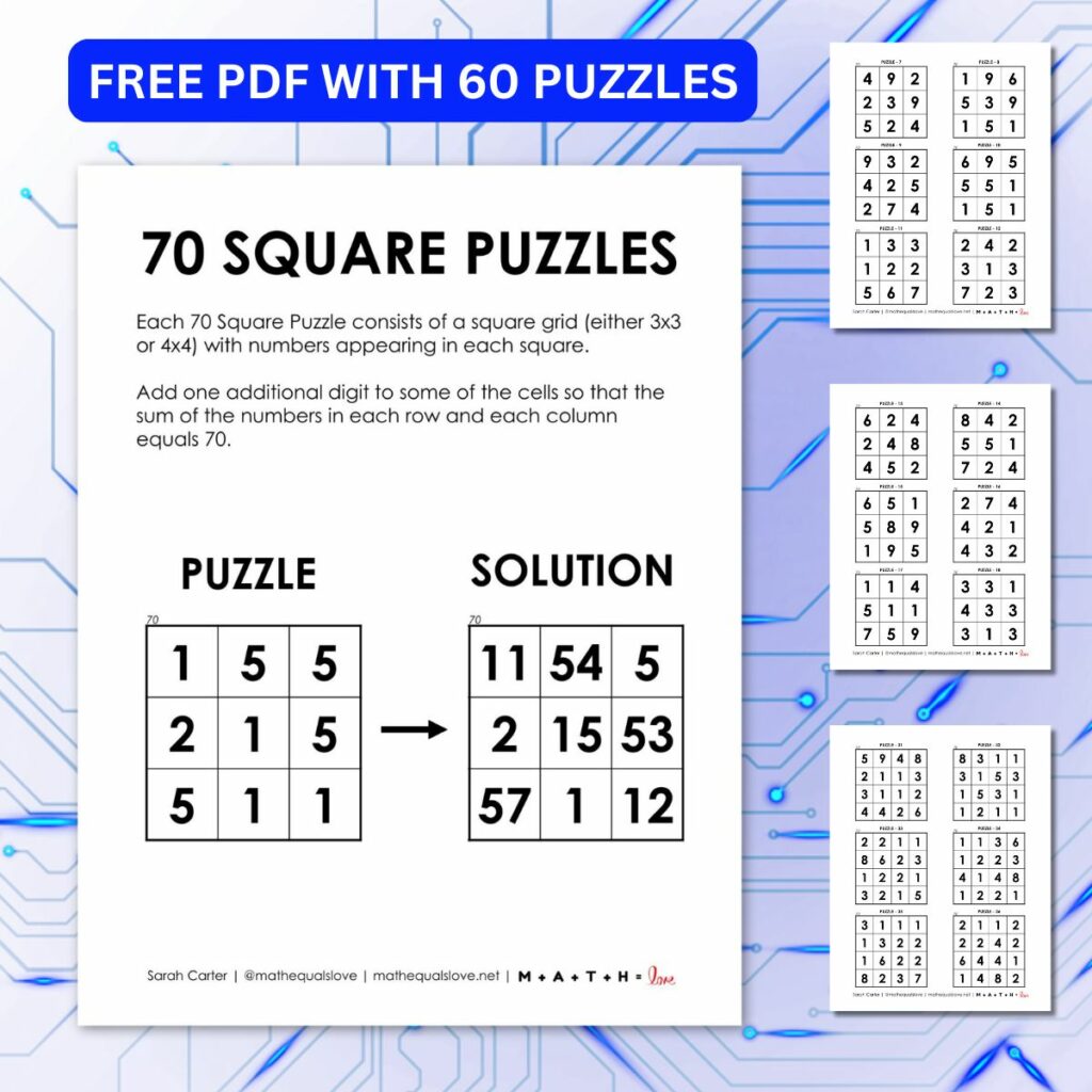 70 square logic puzzles.