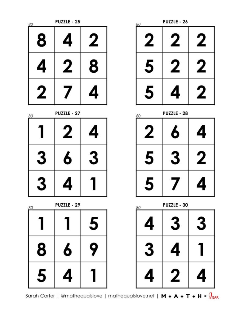80 square puzzles page 5. 