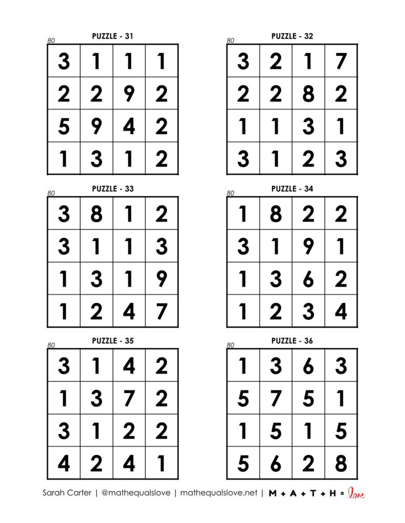 80 square puzzles - page 6. 