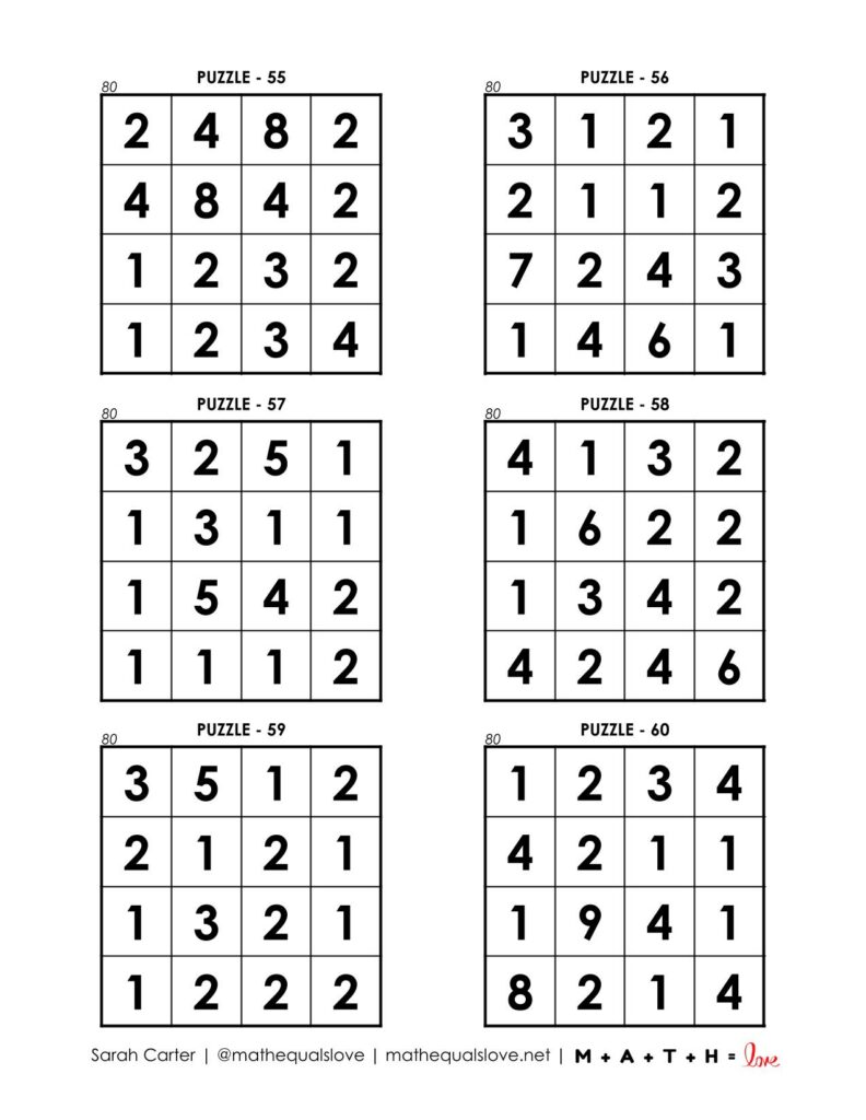 80 square logic puzzles - page 10. 