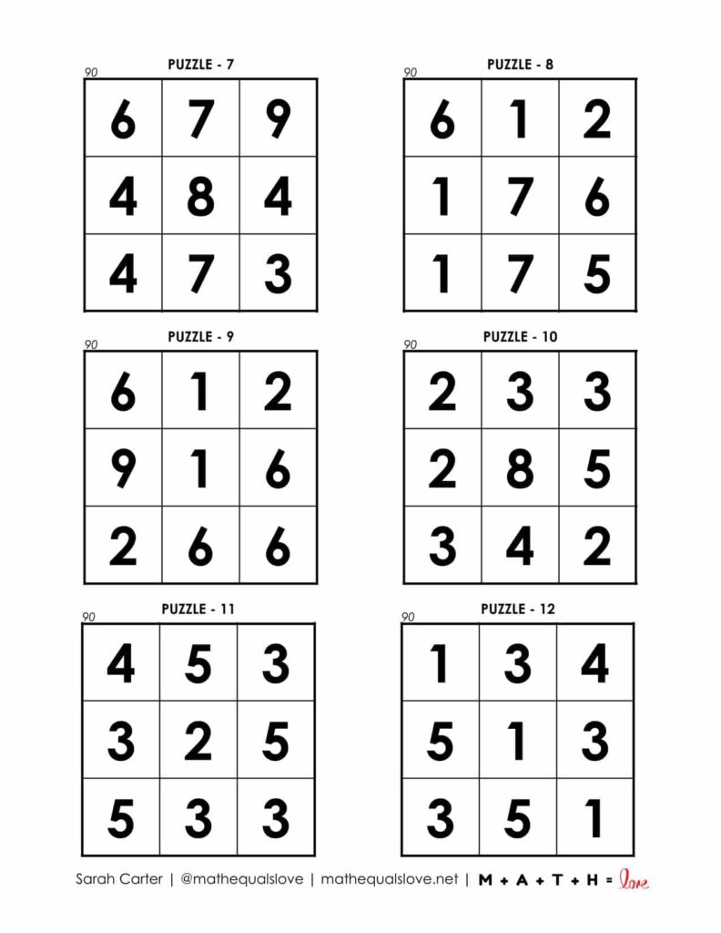 90 square puzzle page 2. 