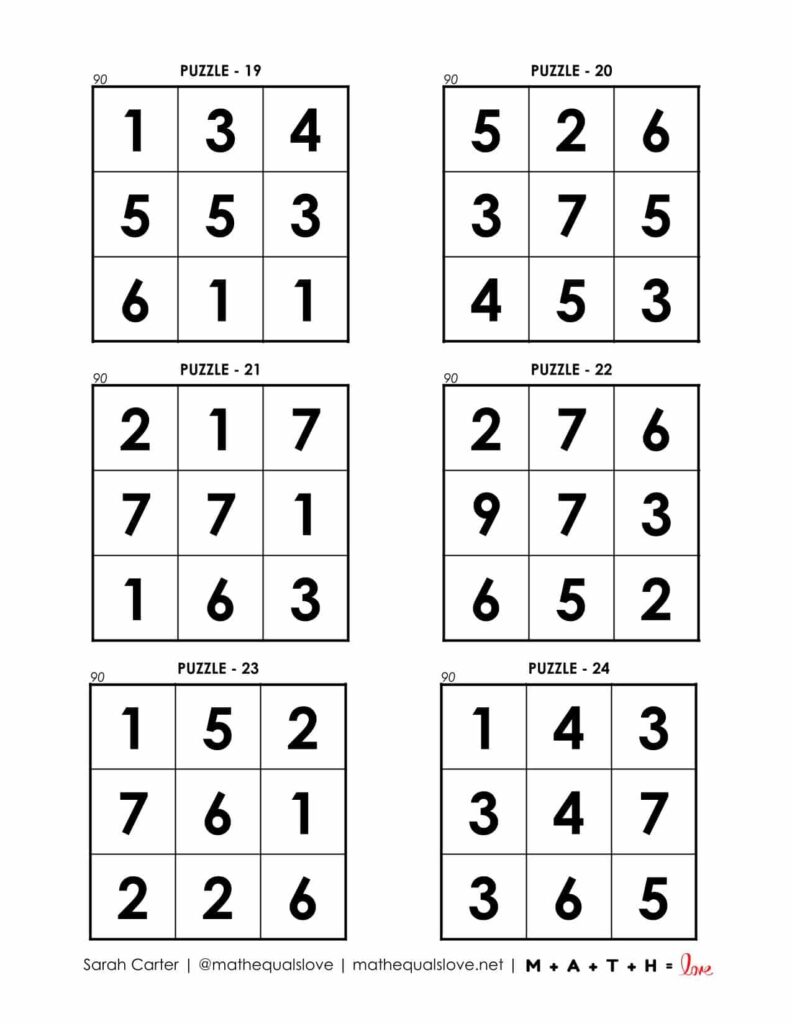 90 square puzzle page 4. 