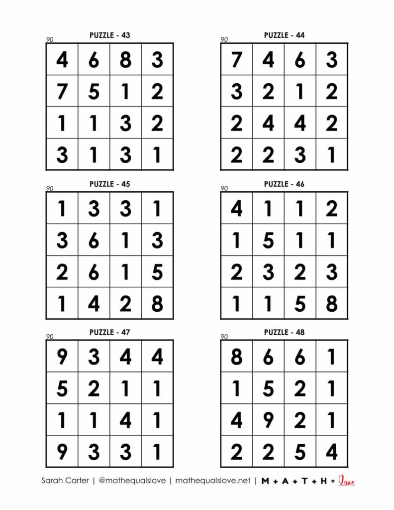 90 square puzzle page 8. 
