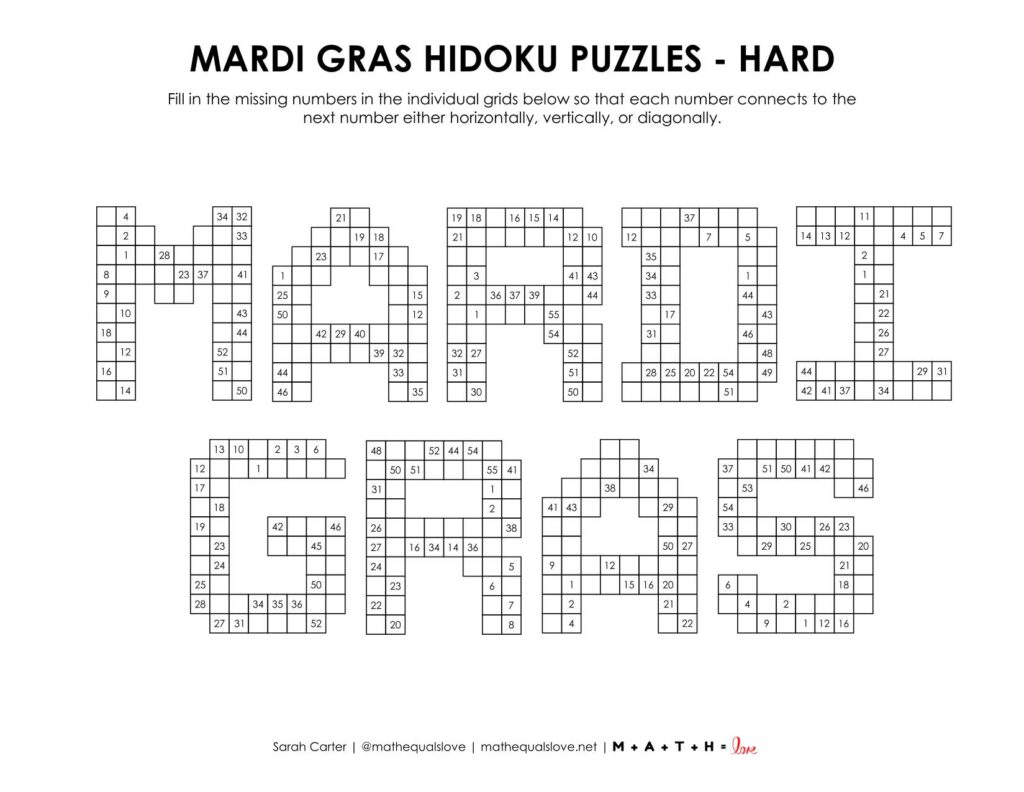 mardi gras logic puzzle - level hard. 