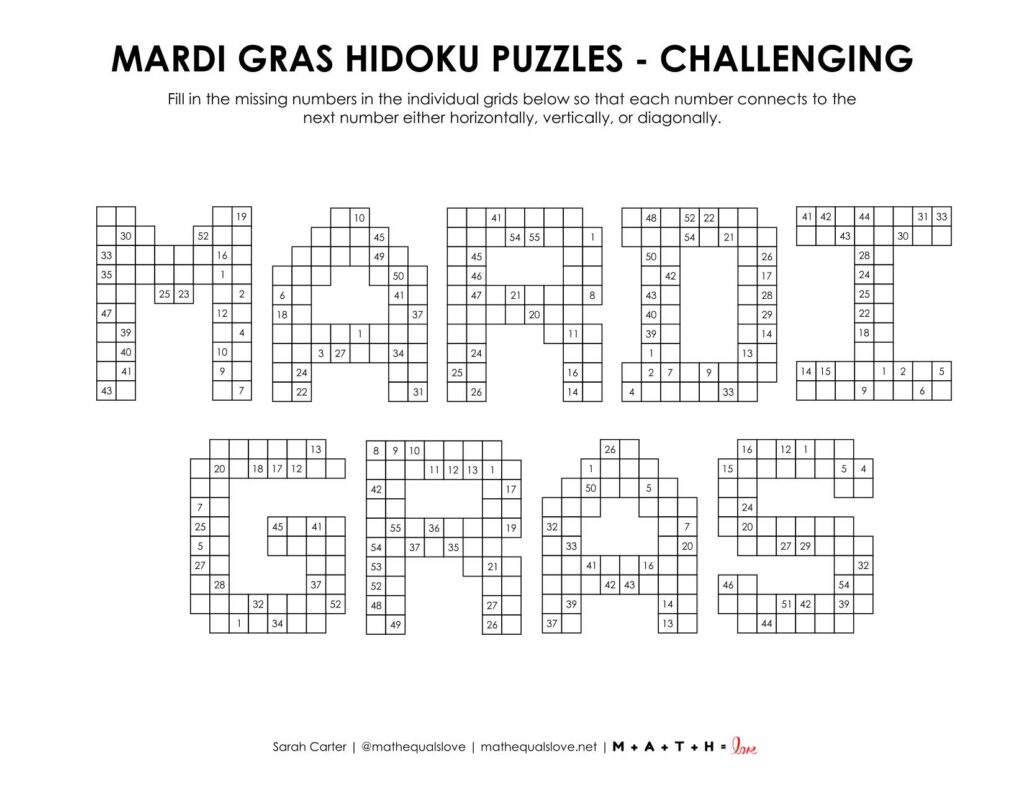 mardi gras logic puzzle - level challenging. 