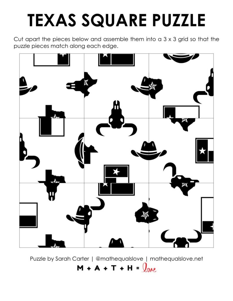 screenshot of texas square edge matching puzzle. 