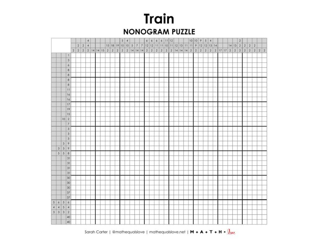 screenshot of train nonogram puzzle. 