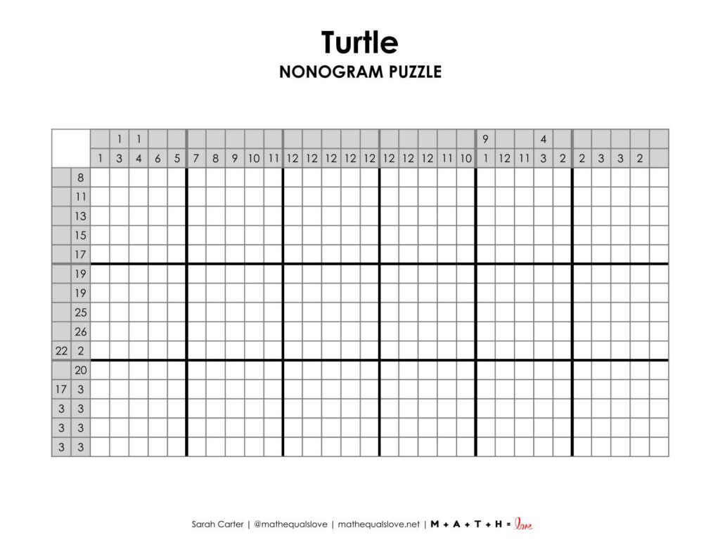 screenshot of turtle nonogram puzzle. 