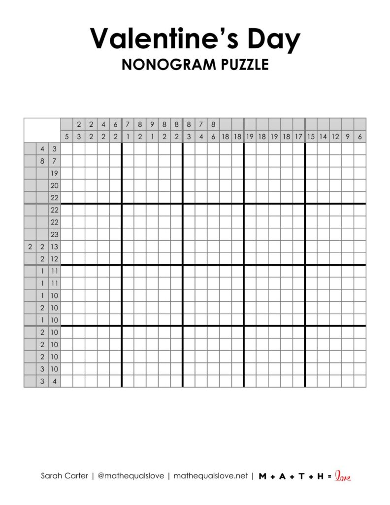 Valentine's Day nonogram puzzle screenshot. 