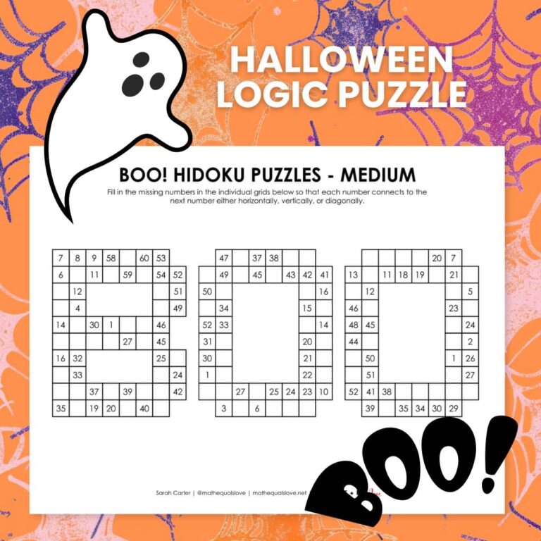 Boo! Halloween Hidoku Logic Puzzles