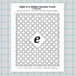 digits of e hidden number puzzle printable for e day.